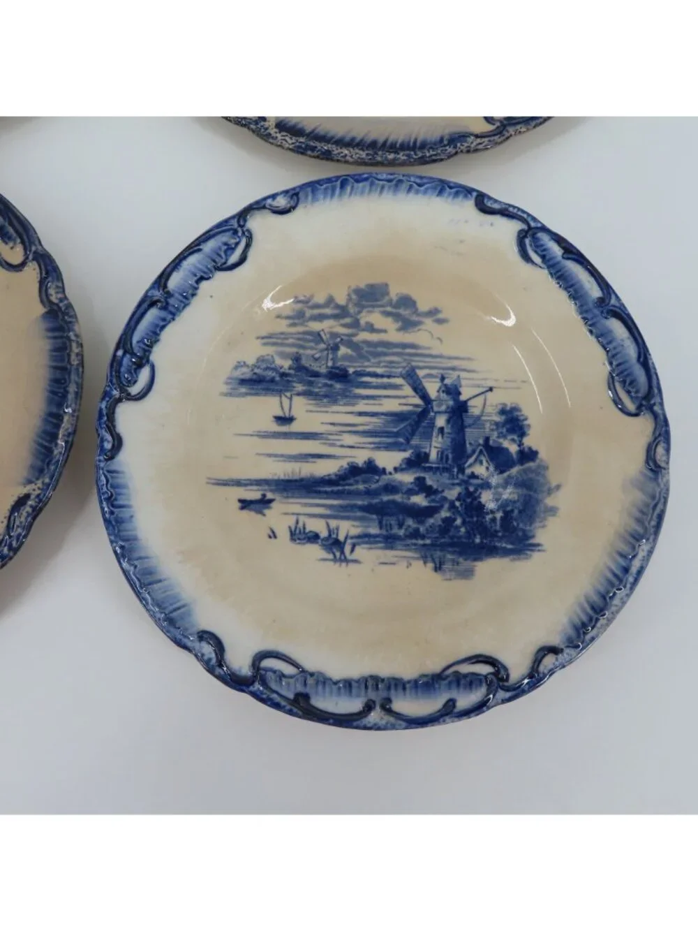 Empire Works Stoke On Trent Windmill Sailboat Scene Plates 6.6in 6.3in England